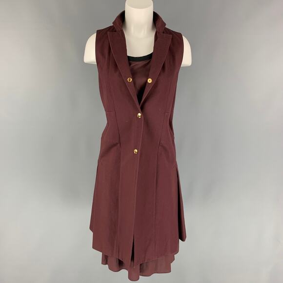 MARNI SS 13 Size 4 Burgundy Cotton Sleeveless 2 Piece Dress Set - Picture 1 of 9
